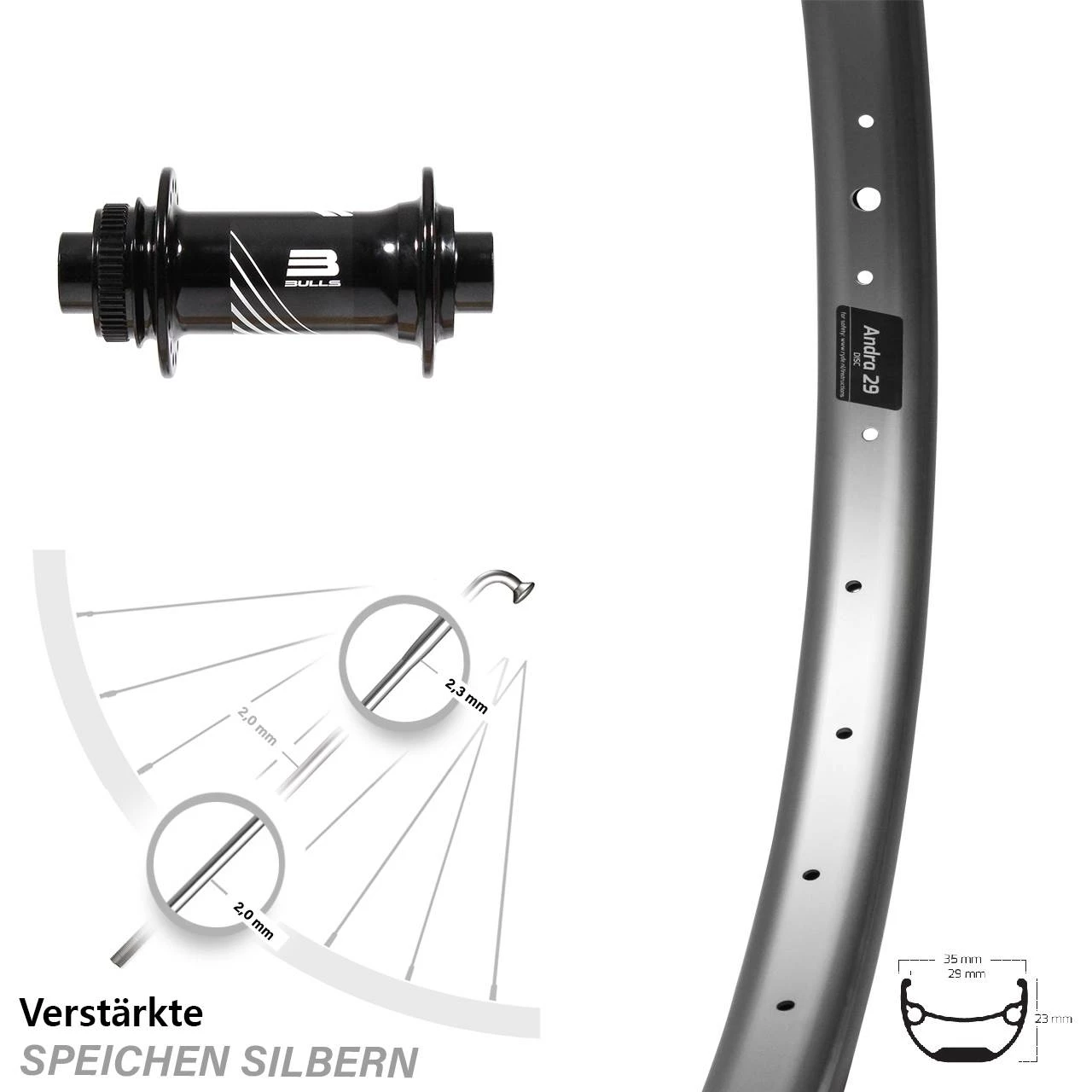 29/29+ Zoll Vorderrad Formula CL-811 Bulls Ryde Andra 29 Silbern - Für E-Bike/Vorderräder 1 29/29+ Zoll Vorderrad Formula CL-811 Bulls Ryde Andra 29 Silbern - Für E-Bike/Vorderräder