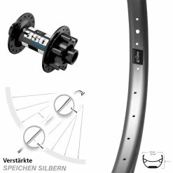 29 Zoll Vorderrad Ryde Andra 29 Silbern mit DT Swiss 350 Hybrid Boost Nabe - Für E-Bike/Vorderräder