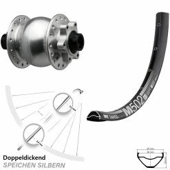 DT Swiss M 502 27,5 Zoll Nabendynamo-Laufrad SON 28-15 Boost - Hochwertiges Vorderrad für Dynamo-Beleuchtung