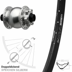 Ryde Edge M30 OS Vorderrad 27,5 Zoll mit Nabendynamo - Boost-System, Silber