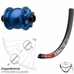 DT Swiss 27,5 Zoll Nabendynamo Vorderrad XM 421 Son 28-15 Boost Blau Eloxiert - Hochwertiges Vorderrad mit Nabendynamo