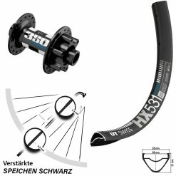 DT Swiss 350 Hybrid Boost Vorderrad 27,5 Zoll HX 531 - Für E-Bike | Hochwertige Laufräder