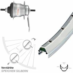 Hinterrad 26 Zoll Ryde ZAC 2000 mit Shimano Nexus 7-Gang SG-7C30 und Rücktrittbremse - Ideal für Trekking- und Citybikes