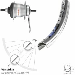 26 Zoll Exal MX 19 Hinterrad mit Shimano Nexus 7-Gang SG-7C30 und Rücktrittbremse für Trekking- und Citybikes