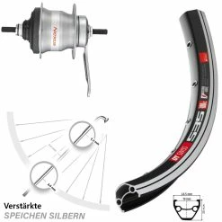 DT Swiss Hinterrad 26 Zoll DT Swiss 535 Shimano Nexus 7-Gang SG-7C30 - Hinterräder mit Rücktrittbremse für Trekking- und Citybikes