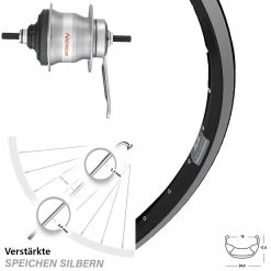 26 Zoll Ryde Hinterrad mit Shimano Nexus 7-Gang SG-7C30 und Rücktrittbremse - Schwarz