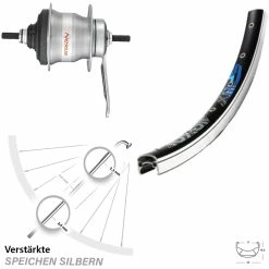 Exal SP-19 Hinterrad 26 Zoll mit Shimano Nexus 7-Gang SG-7C30 und Rücktrittbremse - Ideal für Trekking- und Citybikes