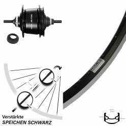 26 Zoll Ryde Andra 35 Hinterrad mit Shimano Alfine 8-Gang Nabenschaltung - Schwarz