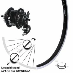 26 Zoll Hinterrad Rohloff TS DB OEM2 Tandem Schwarz Ryde Andra 40 - Für E-Bike/Hinterräder mit Nabenschaltung