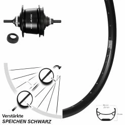 Hinterrad Fahrrad 26 Zoll Ryde Andra 29 mit Shimano Alfine 8-Gang Nabenschaltung - Für E-Bike