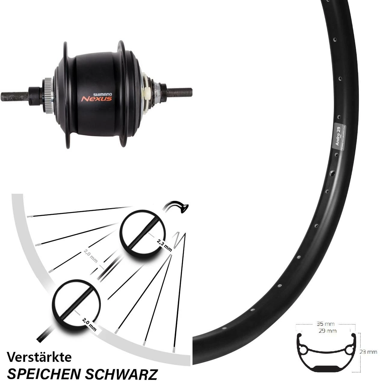 27,5 Zoll Ryde Andra 29 Disc Hinterrad mit Shimano SG-C6001-8-Gang für E-Bike | Hochwertige Laufräder 1 27,5 Zoll Ryde Andra 29 Disc Hinterrad mit Shimano SG-C6001-8-Gang für E-Bike | Hochwertige Laufräder