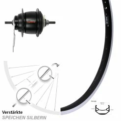 20 Zoll Ryde Andra 40 Hinterrad mit Shimano Nexus 8-Gang Nabenschaltung und Rücktritt - Für E-Bikes