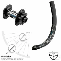 DT Swiss 29 Zoll Vorderrad 15/110 mm Boost 350 DT Swiss H 522 für 6-Loch - Für E-Bike/Vorderräder