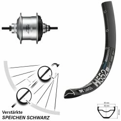 DT Swiss H 552 Disc Hinterrad 28 Zoll Schwarz - Shimano Alfine 11-Gang Nabenschaltung - Für E-Bike