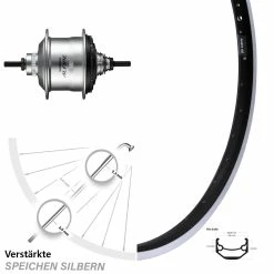 Ryde Andra 40 26 Zoll Hinterrad mit Shimano 11-Gang Alfine Nabenschaltung in Silber
