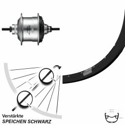 Hinterrad 28-29 Zoll Ryde Rival 23 Shimano Alfine Silbern 11-Gang - Hochwertiges E-Bike Hinterrad