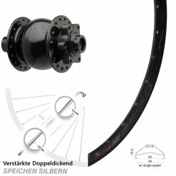 Vorderrad 27,5 Zoll Rodi Ready 30 Dynamo SON 28-15 Disc 6-Loch Steckachse 110 mm Boost - Hochwertiges Vorderrad mit Nabendynamo