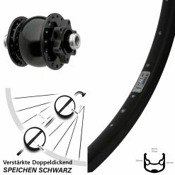 Ryde Nabendynamo SON 28 Andra 30 Disc Vorderrad 28 Zoll 12x100 mm Steckachse - Für Lastenfahrräder