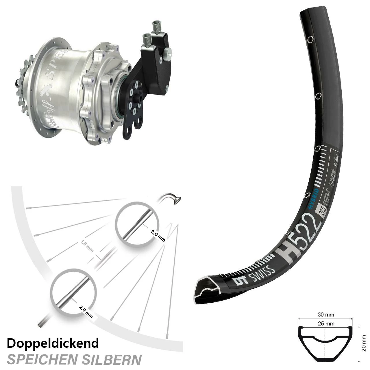 DT Swiss H 522 Scheibenbrems-Hinterrad 29 Zoll mit Rohloff Speedhub CC DB - Für E-Bike/Hinterräder mit Nabenschaltung 1 DT Swiss H 522 Scheibenbrems-Hinterrad 29 Zoll mit Rohloff Speedhub CC DB - Für E-Bike/Hinterräder mit Nabenschaltung