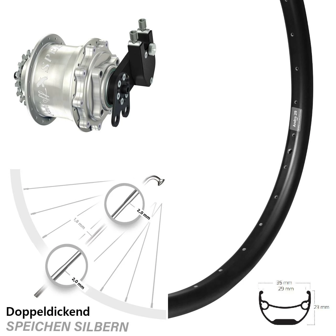 Rohloff Speedhub CC DB Ryde Andra 29 Laufrad 29 Zoll - Hinterrad für E-Bike mit Nabenschaltung 1 Rohloff Speedhub CC DB Ryde Andra 29 Laufrad 29 Zoll - Hinterrad für E-Bike mit Nabenschaltung