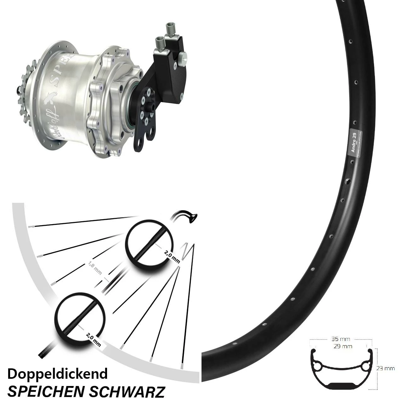 26 Zoll Laufrad Ryde Andra 29 Rohloff Speedhub CC DB - Hochwertiges Hinterrad für E-Bikes mit Nabenschaltung 1 26 Zoll Laufrad Ryde Andra 29 Rohloff Speedhub CC DB - Hochwertiges Hinterrad für E-Bikes mit Nabenschaltung