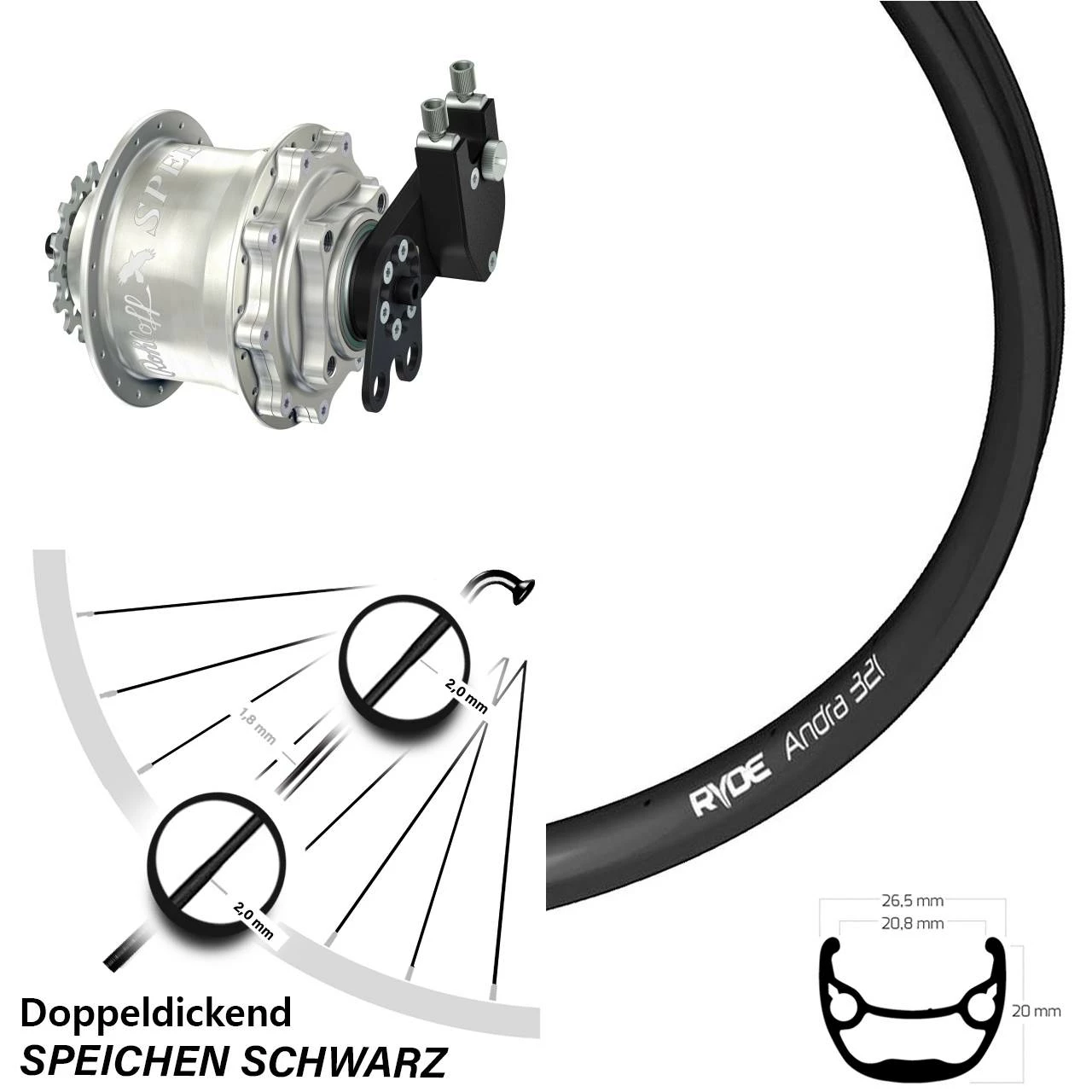 Ryde Andra 321 Scheibenbrems-Hinterrad 27,5 Zoll mit Rohloff Speedhub CC DB - Hochwertiges E-Bike-Hinterrad 1 Ryde Andra 321 Scheibenbrems-Hinterrad 27,5 Zoll mit Rohloff Speedhub CC DB - Hochwertiges E-Bike-Hinterrad