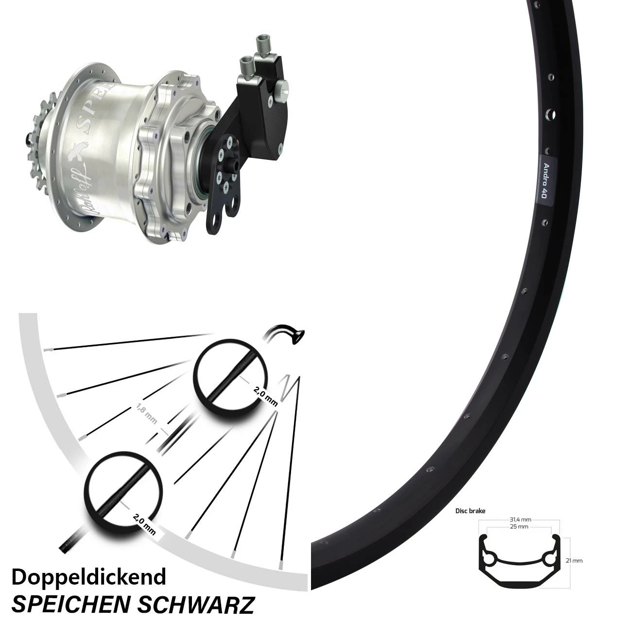 Rohloff Speedhub CC DB Ryde Andra 40 Disc Laufrad 27,5 Zoll - Premium E-Bike Laufrad 1 Rohloff Speedhub CC DB Ryde Andra 40 Disc Laufrad 27,5 Zoll - Premium E-Bike Laufrad