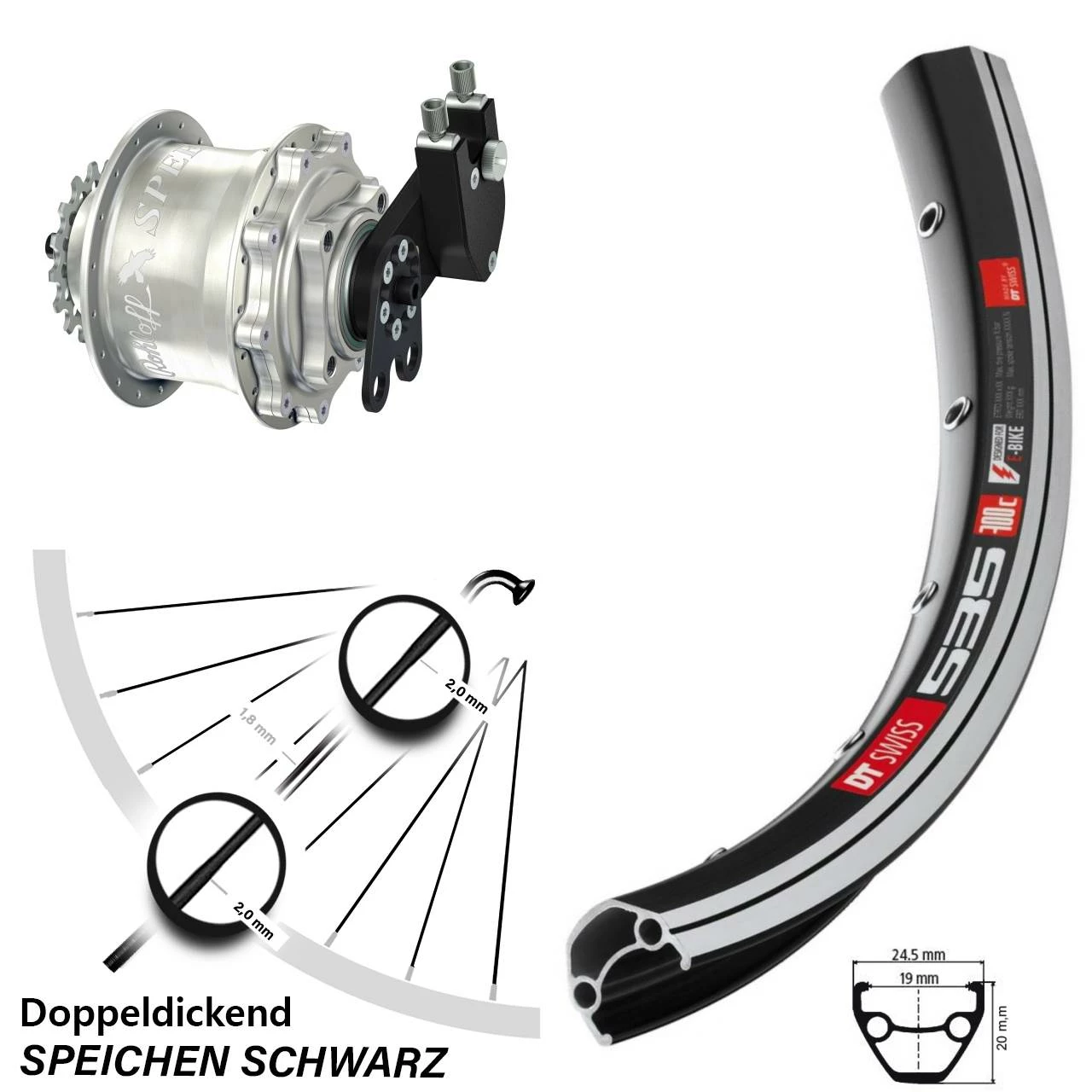 DT Swiss 26 Zoll Hinterrad Rohloff Speedhub CC DB DT Swiss 535 - Für E-Bike/Hinterräder mit Nabenschaltung 1 DT Swiss 26 Zoll Hinterrad Rohloff Speedhub CC DB DT Swiss 535 - Für E-Bike/Hinterräder mit Nabenschaltung