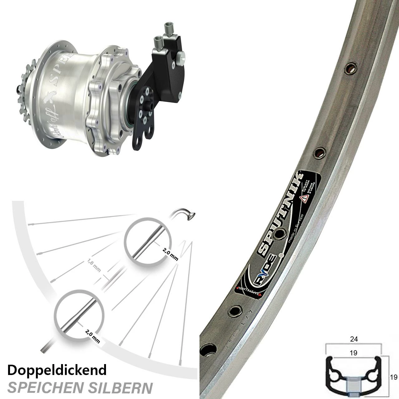 28 Zoll Hinterrad Rohloff Speedhub CC DB Ryde Sputnik Poliert - Hochwertiges E-Bike Hinterrad mit Nabenschaltung 1 28 Zoll Hinterrad Rohloff Speedhub CC DB Ryde Sputnik Poliert - Hochwertiges E-Bike Hinterrad mit Nabenschaltung