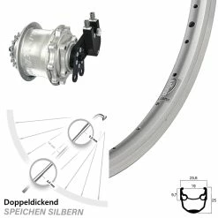 Ryde Andra 10 Hinterrad 28 Zoll mit Rohloff Speedhub CC DB Silbern - Premium E-Bike Hinterrad