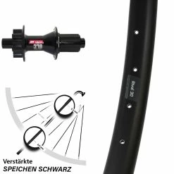Hinterrad 27,5 Zoll DT Swiss 370 6-Loch Ryde Rival 30 Disc für Steckachse 12/142 mm - Hochwertiges Hinterrad für Lastenfahrräder