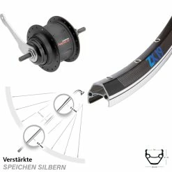 Exal Hinterrad 8 Gang SG-C31 Shimano Nexus Nabenschaltung 26 Zoll ZX-19 Schwarz - Hinterräder mit Rücktrittbremse für Trekking- und Citybikes