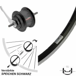 Hinterrad 28 Zoll Ryde Andra 35 mit Shimano Nexus 8-Gang Nabenschaltung, Rücktritt, Schwarz – Für E-Bikes