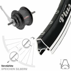 Rodi Airline Plus Hinterrad Shimano Nexus 8-Gang SG-C31 Rücktritt Schwarz 28 Zoll - Hochwertiges Hinterrad für E-Bikes