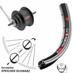 DT Swiss Hinterrad 26 Zoll Shimano Nexus 8 Gang SG-C31 Schwarz - Hochwertiges E-Bike Hinterrad