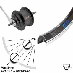 Exal ZX-19 Hinterrad 26 Zoll mit Rücktrittbremse, Shimano Nexus 8-Gang, SG-C31, Schwarz - Ideal für Trekking- und Citybikes