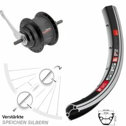 DT Swiss Hinterrad 26 Zoll DT Swiss 535 Shimano Nexus 8 Gang SG-C31 Schwarz - Hochwertiges E-Bike Hinterrad mit Nabenschaltung