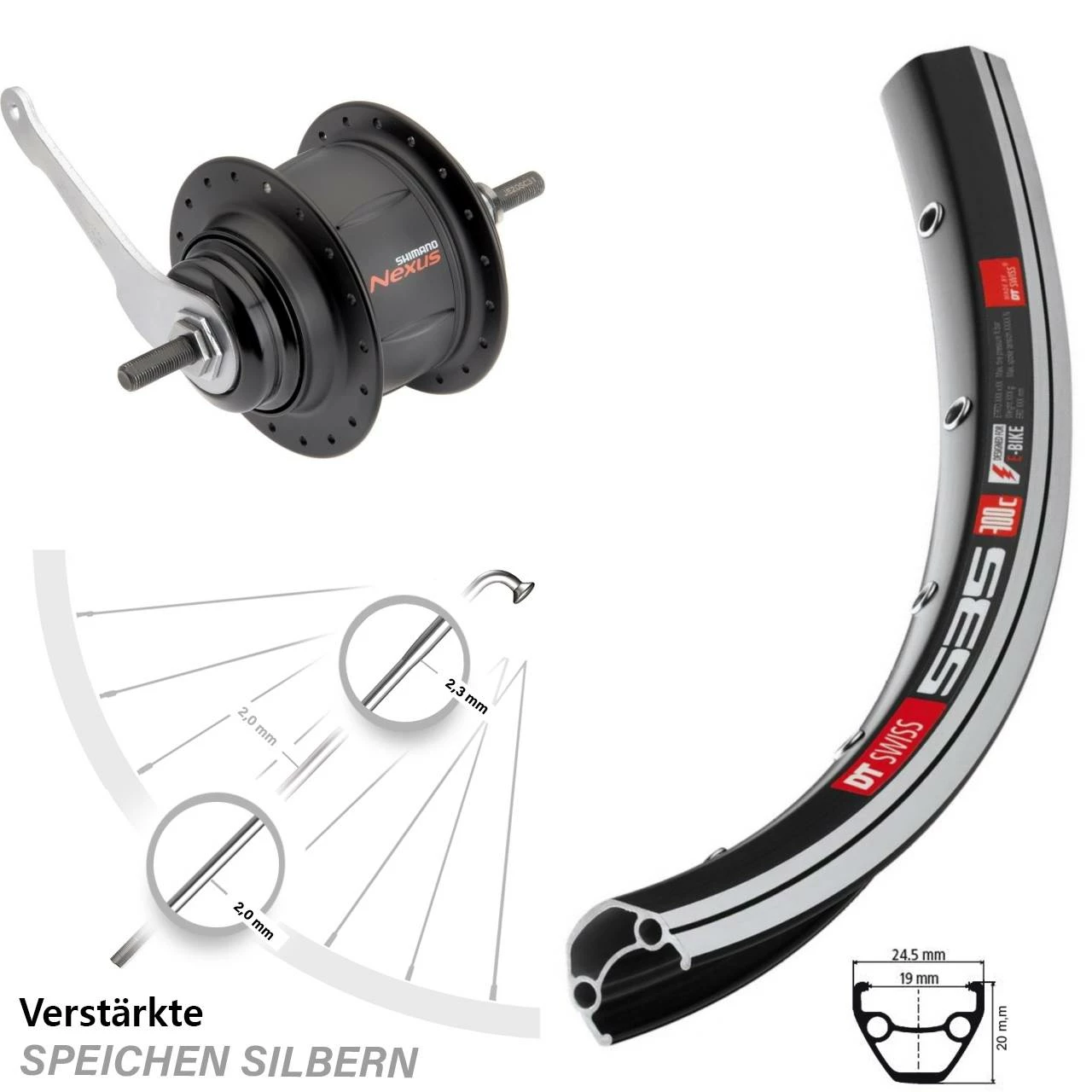DT Swiss Hinterrad 26 Zoll DT Swiss 535 Shimano Nexus 8 Gang SG-C31 Schwarz - Hochwertiges E-Bike Hinterrad mit Nabenschaltung 1 DT Swiss Hinterrad 26 Zoll DT Swiss 535 Shimano Nexus 8 Gang SG-C31 Schwarz - Hochwertiges E-Bike Hinterrad mit Nabenschaltung