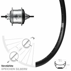 24 Zoll Hinterrad Ryde Andra 29 Disc Shimano 11-Gang Alfine - Hochwertiges E-Bike Hinterrad für Nabenschaltung