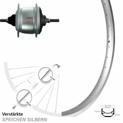 Hinterrad 24 Zoll Ryde Andra 40 mit Shimano Nexus 8-Gang Freilauf für E-Bike