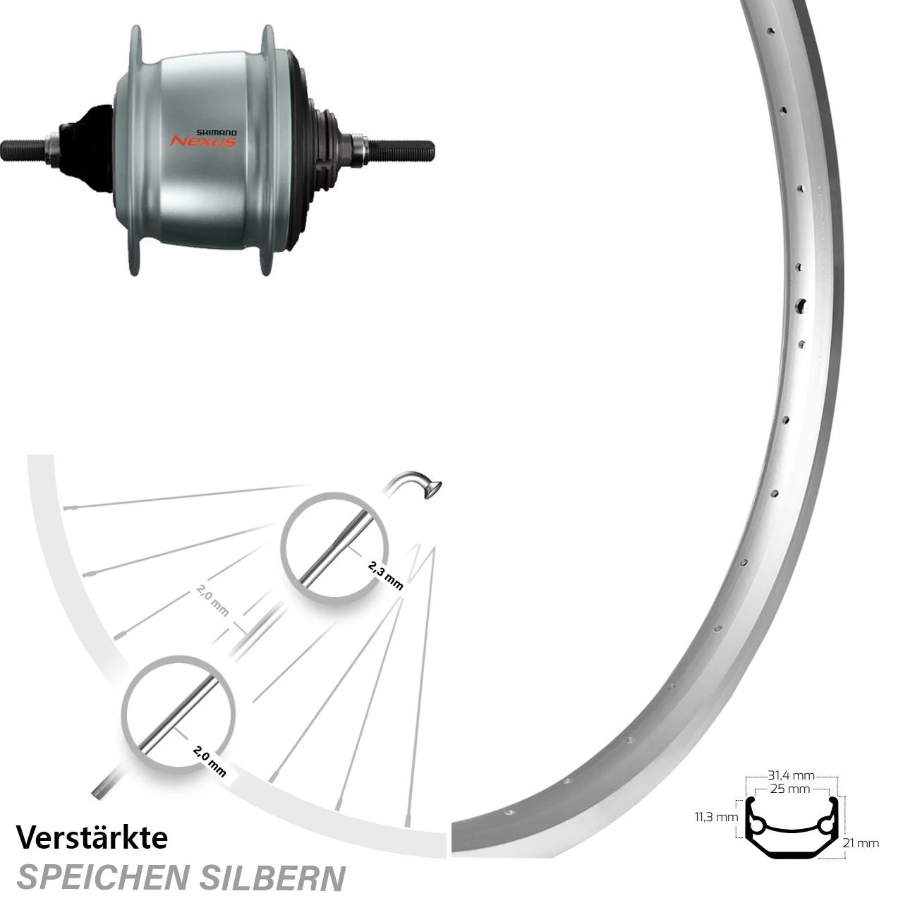 Hinterrad 24 Zoll Ryde Andra 40 mit Shimano Nexus 8-Gang Freilauf für E-Bike 1 Hinterrad 24 Zoll Ryde Andra 40 mit Shimano Nexus 8-Gang Freilauf für E-Bike