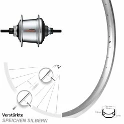 Ryde Hinterrad 24 Zoll Andra 40 mit Shimano Nexus SG-C3001 7-Gang - Hochwertiges E-Bike Hinterrad für Nabenschaltung