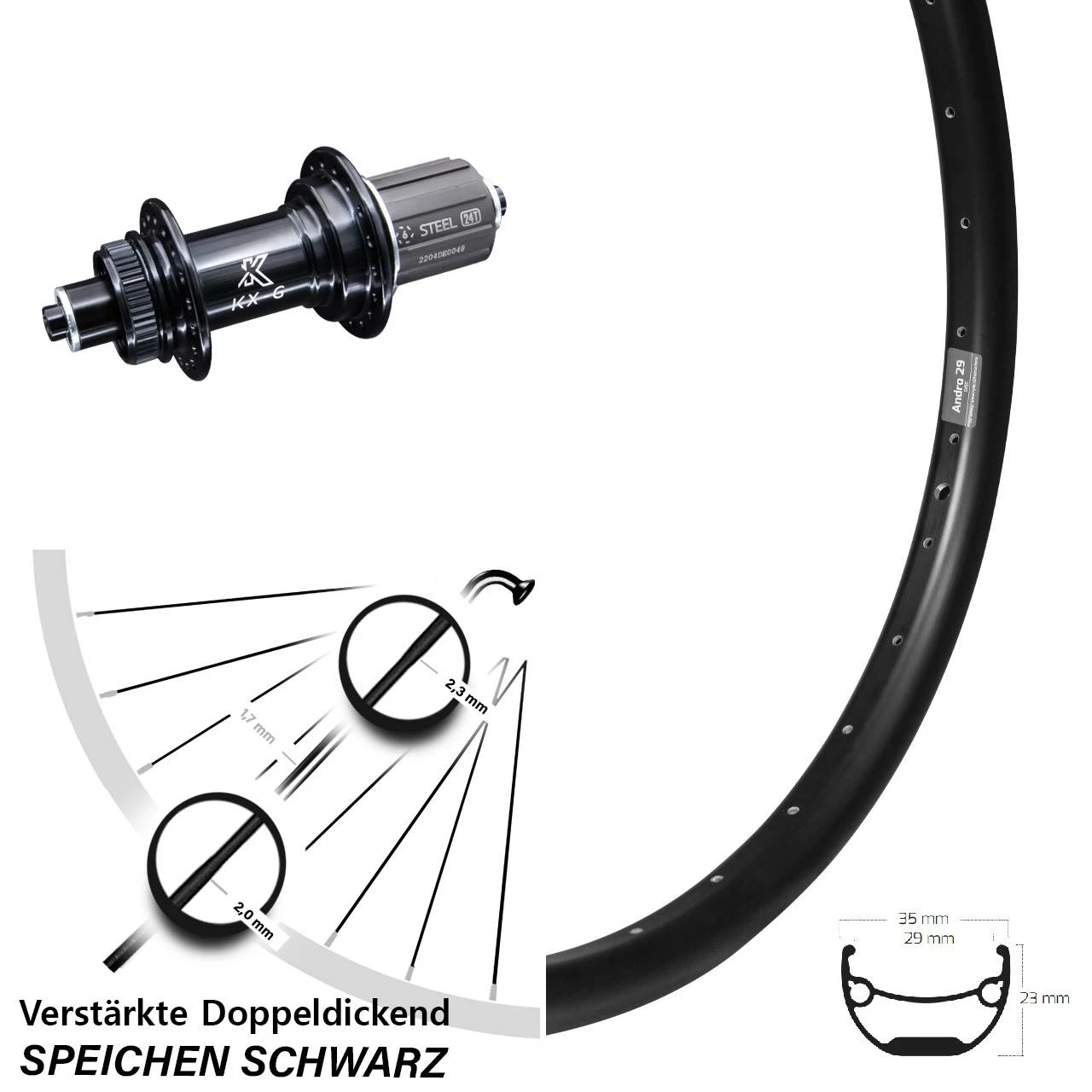 KX-GS 5x135 Centerlock Ryde Andra 29-559 ETRTO Hinterrad 26 Zoll Schnellspanner - Hinterrad für Lastenfahrrad 1 KX-GS 5x135 Centerlock Ryde Andra 29-559 ETRTO Hinterrad 26 Zoll Schnellspanner - Hinterrad für Lastenfahrrad