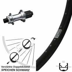 Ryde Andra 30 Disc Hinterrad 26 Zoll - Verstärkte KX-GS Nabe, Silbern Eloxiert - Für Lastenfahrrad & Kettenschaltung