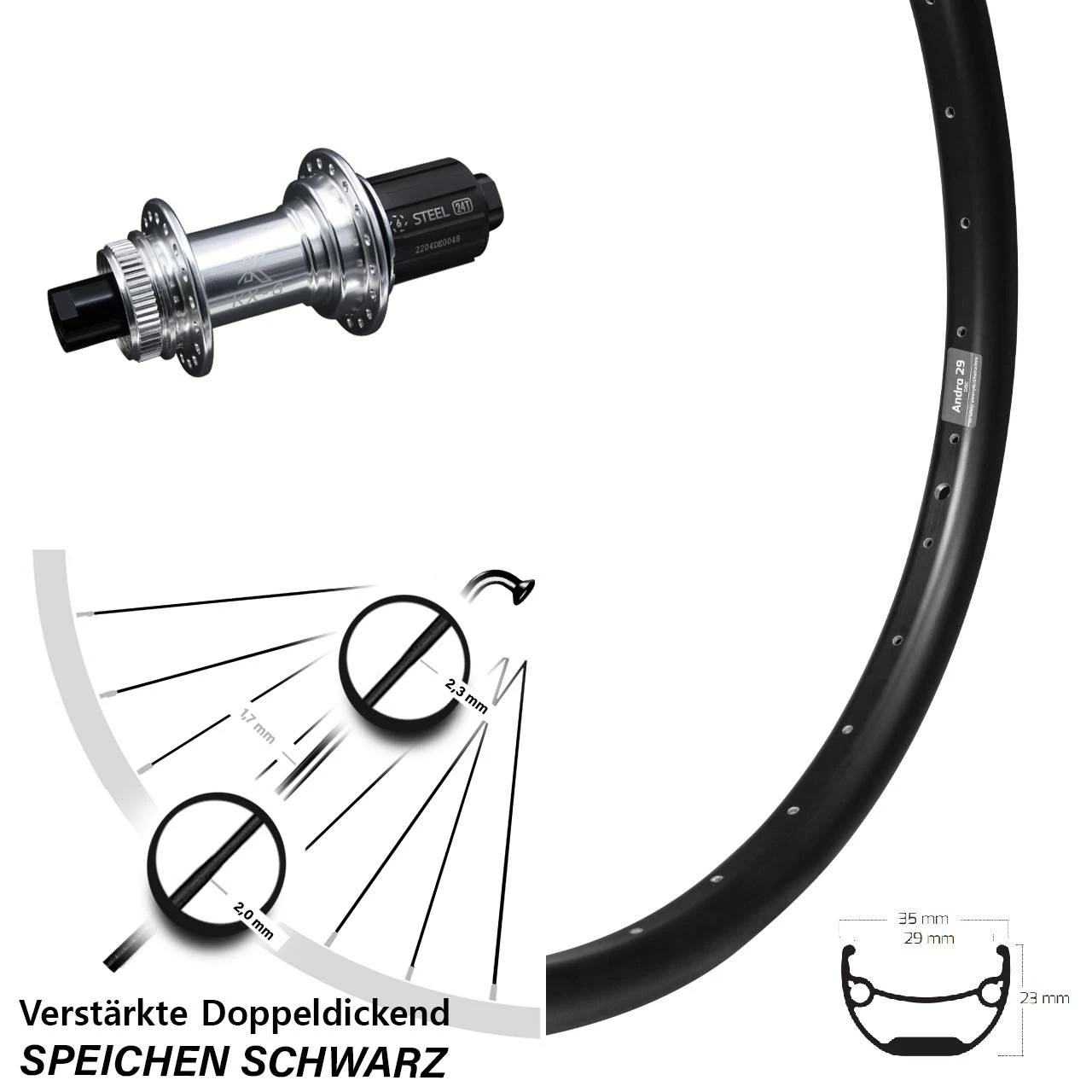 Ryde Heavy Duty Hinterrad KX-GS 12x142 mm Centerlock Andra 29 Zoll Steckachse für Lastenfahrrad 1 Ryde Heavy Duty Hinterrad KX-GS 12x142 mm Centerlock Andra 29 Zoll Steckachse für Lastenfahrrad