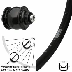 Ryde Nabendynamo SON Centerlock Andra 30 Disc Vorderrad 28-29 Zoll Schwarz - Für Lastenfahrrad