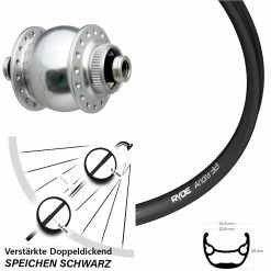Verstärktes Nabendynamolaufrad SON 28 Ryde Andra 321 28-29 Zoll Für Steckachse - Hochwertiges Laufrad für Lastenfahrräder