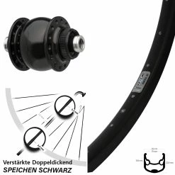 Ryde Nabendynamo SON Delux Schwarz 12x100 mm - Andra 30 Disc Vorderrad für 28-29 Zoll Lastenfahrräder