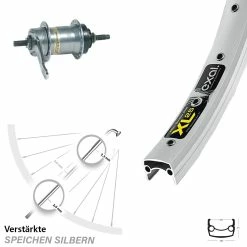 Exal XL25 Hinterrad 26 Zoll mit Shimano Nexus 3-Gang Nabenschaltung - Hinterräder mit Rücktrittbremse für Trekking- und Citybikes