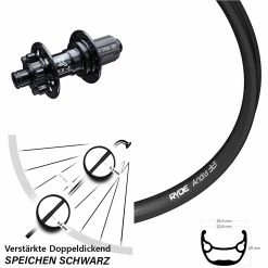 Ryde Andra 321 Hinterrad 27,5 Zoll Verstärkt Steckachse KX-E 11-fach - Hochwertiges Hinterrad für Lastenfahrräder